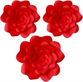 img 2 attached to 🌹 YLY's Love 3D Paper Flower Decorations - Giant Paper Flowers for Wedding Backdrop, Bridal Shower, Baby Shower, Nursery Wall, Home Decor - Handcrafted Paper Flowers (Red, Set of 3 - 2x8in, 1x12in)