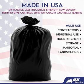 img 1 attached to Ox Plastics Trash Can Liners Bags - 42 Gallon Capacity &amp; 3mil Thick Extra Heavy Duty Strength - Large Garbage, Leak-Proof &amp; Durable, House &amp; Commercial Use Bags in Black, Dimensions 37 X 43 (Pack of 25)