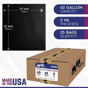 img 2 attached to Ox Plastics Trash Can Liners Bags - 42 Gallon Capacity &amp; 3mil Thick Extra Heavy Duty Strength - Large Garbage, Leak-Proof &amp; Durable, House &amp; Commercial Use Bags in Black, Dimensions 37 X 43 (Pack of 25)