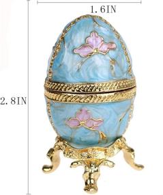 img 2 attached to 💎 YU FENG Faberge Style Egg-shaped Trinket Box with Hinged Lid – Jewelry Ring Holder Collectible Figurine Box with Crystals