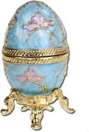 💎 yu feng faberge style egg-shaped trinket box with hinged lid – jewelry ring holder collectible figurine box with crystals logo