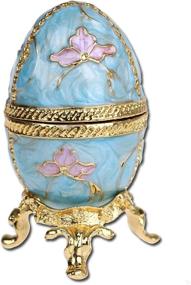 img 4 attached to 💎 YU FENG Faberge Style Egg-shaped Trinket Box with Hinged Lid – Jewelry Ring Holder Collectible Figurine Box with Crystals