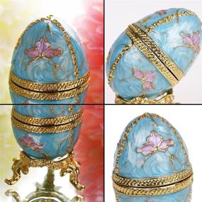 img 1 attached to 💎 YU FENG Faberge Style Egg-shaped Trinket Box with Hinged Lid – Jewelry Ring Holder Collectible Figurine Box with Crystals