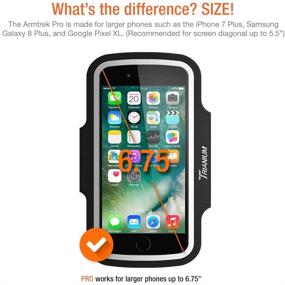 img 1 attached to 📱 Water Resistant Trianium Armband for Large Phone - iPhone Xs Max XR iPhone X 8 7 6s Plus, LG G7 G6, Galaxy S9 S8, Note 9 8 (Fits Otterbox Defender/Lifeproof Case) - ArmTrek Pro Sport Armband with Key Holder