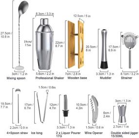 img 3 attached to 🍹 Bartender Kit Professional with Stand - Mixology Cocktail Shaker Set | Stainless Steel Home Bar Tool Set | Shaker Jigger Stirrer Muddler Ice Tongs Mixing Spoon Bottle Pourers Wine Opener - 14 Pcs