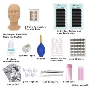 img 3 attached to Gorota Eyelash Extension Kit with Silicone Mannequin Head and Replaced Eyelids - Training Exercise Set for Beginners - Makeup and Eyelashes Extension Supplies (Professional Edition)