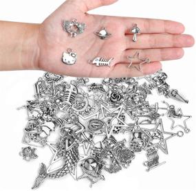 img 2 attached to ✨ 200g Assorted Tibetan Smooth Silver Metal Charms Pendants Bulk Wholesale - DIY Crafts, Jewelry Making, Necklace Bracelet, Home Decoration, Kids' Party Favor - Heart, Star, Animal Charms, Mixed Styles