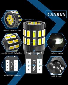 img 2 attached to 💡 KATUR 194 T10 W5W 168 светодиодная лампа: супер яркий 6000K ксеноново-белый цвет, без ошибок и обновленная версия - идеальная замена светильника автомобиля для купола, карты, двери, люксметра, номерного знака.