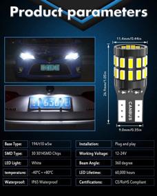 img 1 attached to 💡 KATUR 194 T10 W5W 168 светодиодная лампа: супер яркий 6000K ксеноново-белый цвет, без ошибок и обновленная версия - идеальная замена светильника автомобиля для купола, карты, двери, люксметра, номерного знака.