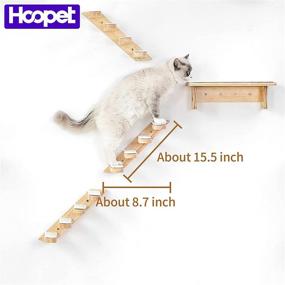 img 2 attached to 🐈 Hoopet Cat Climbing Shelf Wall Mounted: Rubber Wood Steps for Climbing, Playing, and Scratching