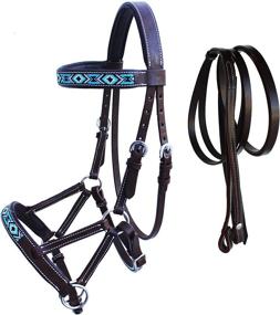 img 1 attached to 🐴 Premium CHALLENGER Bitless Sidepull Bridle: Exquisite Beaded Western Leather Tack for Horse Riders - Brown 77RS11BR