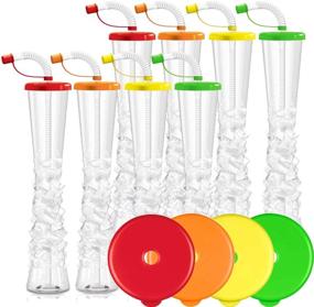 img 4 attached to Ice Yard Cups Party 8-PACK - Margarita Cups, Cold Drink Cups, Frozen Drink Cups, Kids Party Cups - 17 oz. (500 ml) - Set of 8 Yard Cups. BPA Free and Crack Resistant with Assorted Color Lids