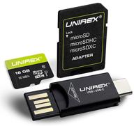 💾 unirex 16gb u1 microsd card: sd adapter, usb-c reader | compatible with laptop, tablet, smartphone logo