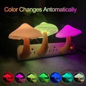 img 3 attached to 🍄 2 Pack UTLK LED Mushroom Night Light Lamp with Dusk to Dawn Sensor, Plug-in LED Cute Mushroom Nightlight Wall Light Baby Night Lights for Kids Children - Colorful