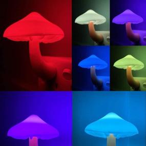 img 1 attached to 🍄 2 Pack UTLK LED Mushroom Night Light Lamp with Dusk to Dawn Sensor, Plug-in LED Cute Mushroom Nightlight Wall Light Baby Night Lights for Kids Children - Colorful