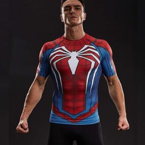 img 1 attached to 🕷️ Men's 3D Printed Spider-Man Compression Shirts: Short Sleeve Tee for Athletic Performance