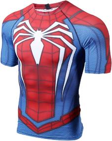 img 3 attached to 🕷️ Men's 3D Printed Spider-Man Compression Shirts: Short Sleeve Tee for Athletic Performance