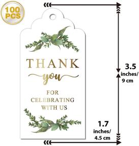 img 3 attached to Greenery Gold Thank You Gift Tags, 100Pcs - Perfect for Baby Showers, Birthdays, Weddings, and Bridal Showers. Includes 100 Feet of Natural Jute Twine.
