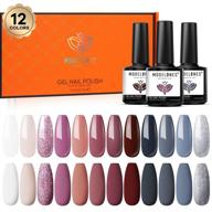 💅 gel nail polish modelones inspire nude gel polish set: gray & white gel nail kit with glitter, soak off 12 pcs colors fall winter holiday collection - 7ml starter kit for nail art, christmas gift set logo