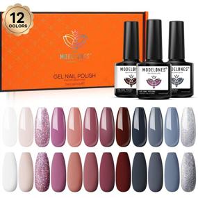 img 4 attached to Гель-лак для ногтей Modelones Inspire Nude Gel Polish Set: серый и белый гель-лак с блестками, смывается 12 цветов осенне-зимней коллекции - стартовый набор 7мл для маникюра, набор в подарок на Рождество.