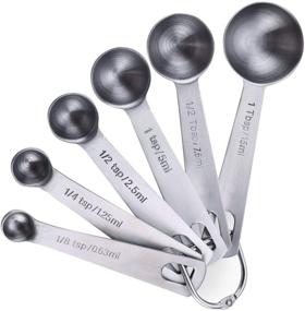 img 4 attached to 🥄 Hulless Measuring Spoons Stainless Steel Set of 6 for Accurate Kitchen Measurements – Ideal for Dry and Liquid Ingredients with 1/2 Tablespoon and 1/8 Teaspoon Capacity