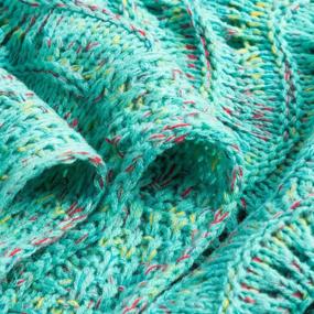 img 2 attached to 🧜 LAGHCAT Mermaid Tail Blanket - Knit Crochet Mermaid Blanket for Adults, Oversized Sleeping Blanket with Wave Pattern - Mint Green, 71"x35.5