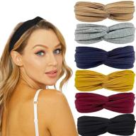 👧 women's stretch headbands - non-slip boho knot hair bands for thin hair, wide bandanas fashionable for beach and nurse accessories, head wraps for black women (twist 6 pack) logo