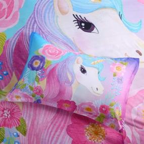 img 2 attached to 🦄 Suncloris Cooper Girl Unicorn Bedding Sheet Set - Full Size | 1 Duvet Cover, 2 Pillowcases (No Comforter) for a Magical Bedroom Décor