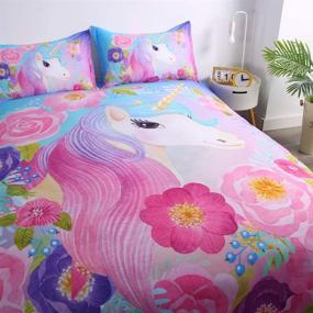 img 3 attached to 🦄 Suncloris Cooper Girl Unicorn Bedding Sheet Set - Full Size | 1 Duvet Cover, 2 Pillowcases (No Comforter) for a Magical Bedroom Décor