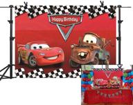 🚗 stunning botong 5x3ft cars backdrop: perfect for movie-themed birthday parties, car racing enthusiasts & photography! grab your black/white grid red photo backgrounds now! logo