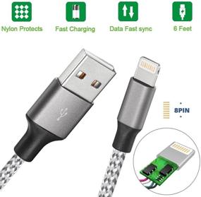 img 2 attached to Зарядное устройство для iPhone, Maitron 3PACK 6FT Nylon Braided Lightning Cable - высокоскоростной USB-кабель для зарядки с передачей данных - совместим с iPhone Xs Max/X/8/7/Plus/6S/6/SE/5S, iPad и другими устройствами - белый