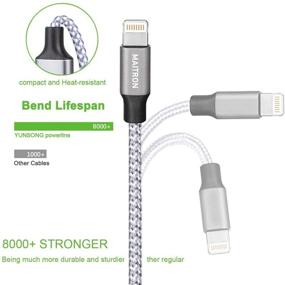 img 3 attached to Зарядное устройство для iPhone, Maitron 3PACK 6FT Nylon Braided Lightning Cable - высокоскоростной USB-кабель для зарядки с передачей данных - совместим с iPhone Xs Max/X/8/7/Plus/6S/6/SE/5S, iPad и другими устройствами - белый