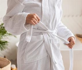 img 1 attached to 🚿 Organic Combed Cotton Bathrobe Towel Spa Robe for Men and Women - Lightweight Unisex White Large (Fits All Sizes)