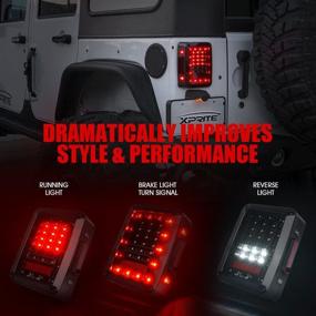 img 1 attached to Сборка задних стоп-сигналов и фонарей заднего хода Xprite с прозрачными линзами и красными светодиодами для Jeep Wrangler JK JKU 2007-2018: купить сейчас.