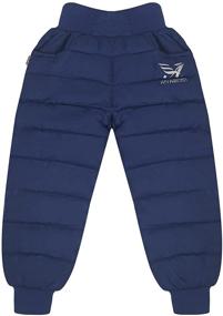 img 4 attached to 👖 Warm Winter Snow Trousers for Kids, Puffer Snowpants for Girls and Boys, Waterproof Hiking Pants, Thick and Cozy Rain Pants, Ages 4-10 Years