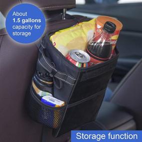 img 2 attached to 🚗 S'DENTE Foldable Car Trash Can: Leak-Proof Portable Organizer with Lid and Storage Pockets - Premium Multifunctional Car Accessories for Men and Women