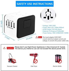 img 1 attached to Ultimate Worldwide Travel Adapter: All-in-One 4 USB with Electrical Plug for 160 Countries (White)