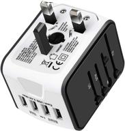 ultimate worldwide travel adapter: all-in-one 4 usb with electrical plug for 160 countries (white) logo