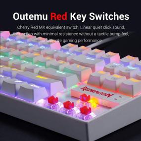 img 1 attached to 🌈 Redragon K552 RGB LED Rainbow Backlit Mechanical Gaming Keyboard with Red Switches - Windows Compatible (87 Keys, White)