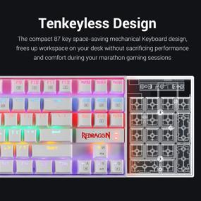 img 2 attached to 🌈 Redragon K552 RGB LED Rainbow Backlit Mechanical Gaming Keyboard with Red Switches - Windows Compatible (87 Keys, White)