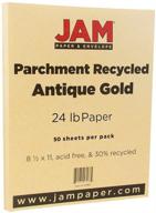 🔶 jam paper parchment 24lb paper - antique gold: high quality, 50 sheets/pack, recycled logo