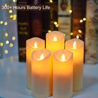 🕯️ moving wick flameless candles - remote & timer included, flickering led pillar candles with dancing flame, battery operated fake candles ideal for christmas, party décor, set of 5 (sizes: h 5", 5", 6", 6", 7" x d 2.2") логотип