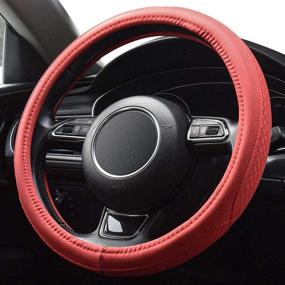 img 2 attached to Enhanced Grip and Comfort: Xizopucy Red Universal Microfiber Leather Steering Wheel Cover - Ideal for Car, Truck, or SUV