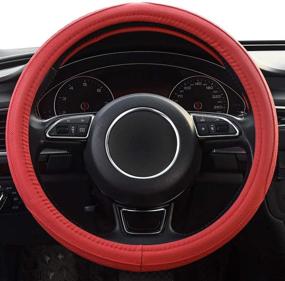 img 3 attached to Enhanced Grip and Comfort: Xizopucy Red Universal Microfiber Leather Steering Wheel Cover - Ideal for Car, Truck, or SUV