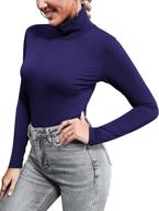 cowasto womens striped turtleneck thermal women's clothing logo