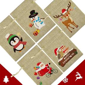 img 2 attached to 50Pcs KUUQA Burlap Christmas Drawstring Bags - Small Jute Goodie Bags Bulk for Christmas Party Supplies