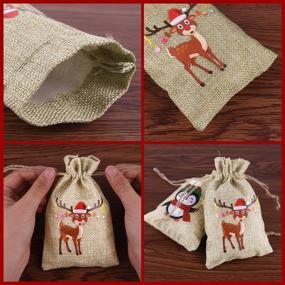 img 1 attached to 50Pcs KUUQA Burlap Christmas Drawstring Bags - Small Jute Goodie Bags Bulk for Christmas Party Supplies