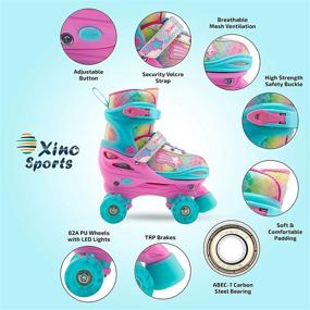 img 3 attached to 🌈 Xino Sports Adjustable Roller Skates with LED Light Up Wheels - Rainbow Kids Skates for Girls & Boys - Ideal for Indoor & Outdoor Use