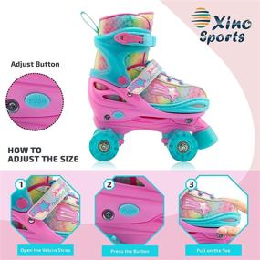 img 2 attached to 🌈 Xino Sports Adjustable Roller Skates with LED Light Up Wheels - Rainbow Kids Skates for Girls & Boys - Ideal for Indoor & Outdoor Use