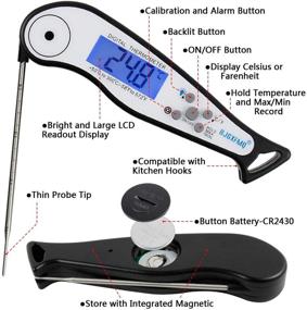 img 1 attached to 🌡️ Waterproof Digital Instant Read Meat Thermometer with Folding Probe for Cooking, Grill, BBQ, Turkey and More - Black